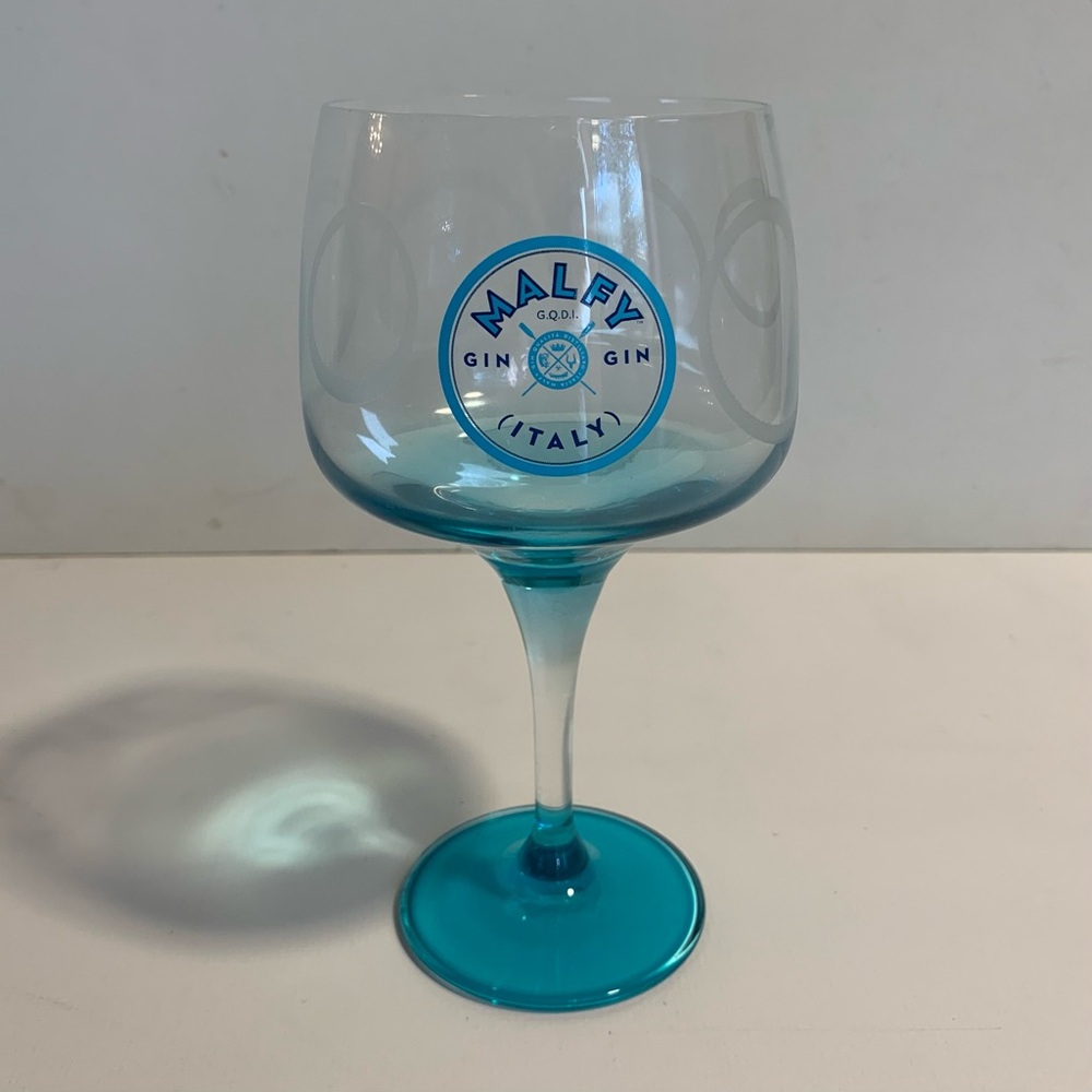 Italian Malfy Gin Copa Goblet Glass Turquoise Balloon Style